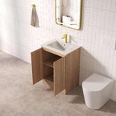 Nueva Bathware Byron 600mm Light Oak Freestanding Vanity with Removable Kickboard