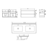 Nueva Bathware Horizon 1200mm Light Oak Wall Hung Double Vanity
