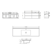 Nueva Bathware Horizon 1500mm Light Oak Wall Hung Vanity