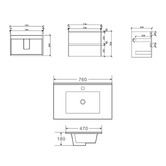 Nueva Bathware Horizon 750mm Light Oak Wall Hung Vanity