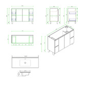 Nueva Bathware Byron 1200mm Light Oak Freestanding Vanity with Removable Kickboard