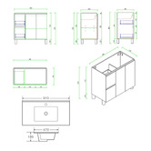 Nueva Bathware Byron 900mm Light Oak Freestanding Vanity with Removable Kickboard