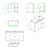 Nueva Bathware Byron 900mm Light Oak Freestanding Vanity with Removable Kickboard