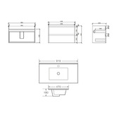 Nueva Bathware Horizon 900mm Light Oak Wall Hung Vanity
