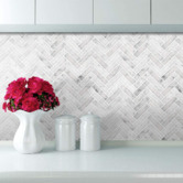 Stick on Tiles Australia Light Grey Herringbone Stick on Tile (10 Pack)