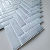 Stick on Tiles Australia Light Grey Herringbone Stick on Tile (10 Pack)