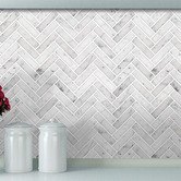 Stick on Tiles Australia Light Grey Herringbone Stick on Tile (10 Pack)