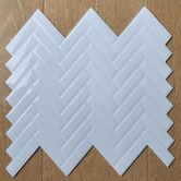 Stick on Tiles Australia White Herringbone Stick on Tile (10 Pack)