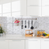 Stick on Tiles Australia White Arch Marble Look Stick on Tile (10 Pack)