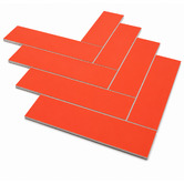 Stick on Tiles Australia Peel &amp; Stick Matte Orange Herringbone Stick on Tile (10 Pack)