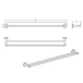 Bianka Elle 750mm Matte Black Double Towel Rail