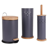 Eco Basics 3 Piece Toilet Roll Holder, Brush &amp; Bin Set
