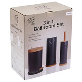 Eco Basics 3 Piece Toilet Roll Holder, Brush &amp; Bin Set