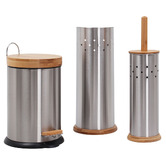 Eco Basics 3 Piece Toilet Roll Holder, Brush &amp; Bin Set