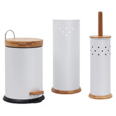 Eco Basics 3 Piece Toilet Roll Holder, Brush &amp; Bin Set
