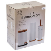 Eco Basics 3 Piece Toilet Roll Holder, Brush &amp; Bin Set