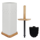 Eco Basics 3 Piece Square Toilet Roll Holder, Brush &amp; Bin Set