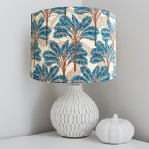 Campana Collective Coastal Palms Turquoise Cotton Lamp Shade