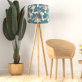 Campana Collective Coastal Palms Turquoise Cotton Lamp Shade
