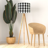 Campana Collective Checkered Black &amp; White Linen Lamp Shade