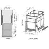 Higold 34L Twin Slide Out Concealed Waste Bin