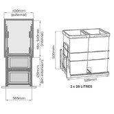 Higold Grey 56L Twin Slide Out Concealed Waste Bin
