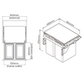 Higold 56L Twin Slide Out Concealed Waste Bin