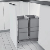 Higold Grey 56L Twin Slide Out Concealed Waste Bin