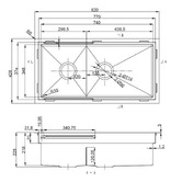 Higold Belle Luxe 820mm 1 &amp; &frac12; Stainless Steel Kitchen Sink