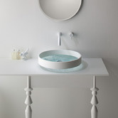 OMVIVO Pebble Motif 504mm Above Counter Basin with Etched Glass Base
