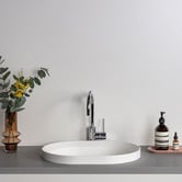 OMVIVO Pere 500mm Matte White Oval Semi-Inset Basin