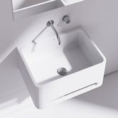 OMVIVO Vision 550mm Matte White Wall Hung Basin with Towel Rail