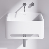 OMVIVO Vision 550mm Matte White Wall Hung Basin with Towel Rail