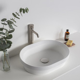 OMVIVO Pere 500mm Matte White Oval Above Counter Basin