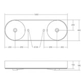 OMVIVO Lune 1200mm Oval Solid Surface Double Basin