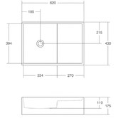 OMVIVO CDesign 620mm Matte White Rectangular Solid Surface Wall Hung Basin