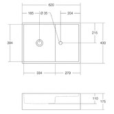 OMVIVO CDesign 620mm Matte White Rectangular Solid Surface Wall Hung Basin