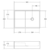 OMVIVO CDesign 620mm Matte White Rectangular Solid Surface Wall Hung Basin