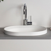 OMVIVO Pere 500mm Matte White Oval Semi-Inset Basin