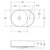 OMVIVO Lune 550mm Oval Solid Surface Above Counter Basin