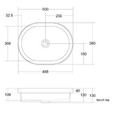 OMVIVO Pere 500mm Matte White Oval Above Counter Basin