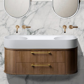 OMVIVO Lune 1200mm Oval Solid Surface Double Basin