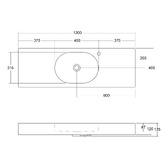 OMVIVO Arki 1200mm Matte White Wall Hung Basin with Overflow