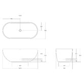 OMVIVO Benna Oval Solid Surface Freestanding Bath with Overflow