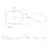 OMVIVO Mono 475mm Pill Semi-Inset Basin with Overflow