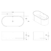 OMVIVO Kanso Matte White Solid Surface Freestanding Bath with Overflow