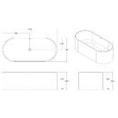OMVIVO Kanso Matte White Solid Surface Freestanding Bath with Overflow