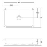 OMVIVO Kanso 500mm Matte White Rectangular Above Counter Basin