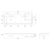 OMVIVO Mia 1500mm Matte White Wall Hung Double Basin with Overflow