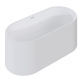 OMVIVO Kanso Matte White Solid Surface Freestanding Bath with Overflow